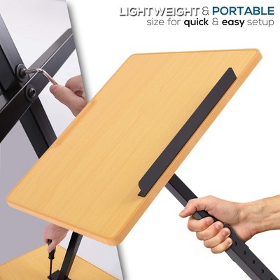 Adjustable Black and Wood Portable Lectern Stand
