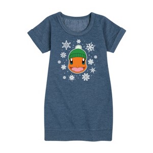 - Pokémon - Charmander Snowflakes Graphic Short Sleeve Fleece Dress - 1 of 4