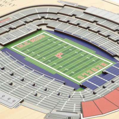 Ole Miss Rebels 3D Stadium Wall Art with Wood Frame