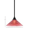 Toltec Lighting Any 1 - Light Pendant in  Matte Black with 16" Raspberry Crystal Shade - 2 of 2