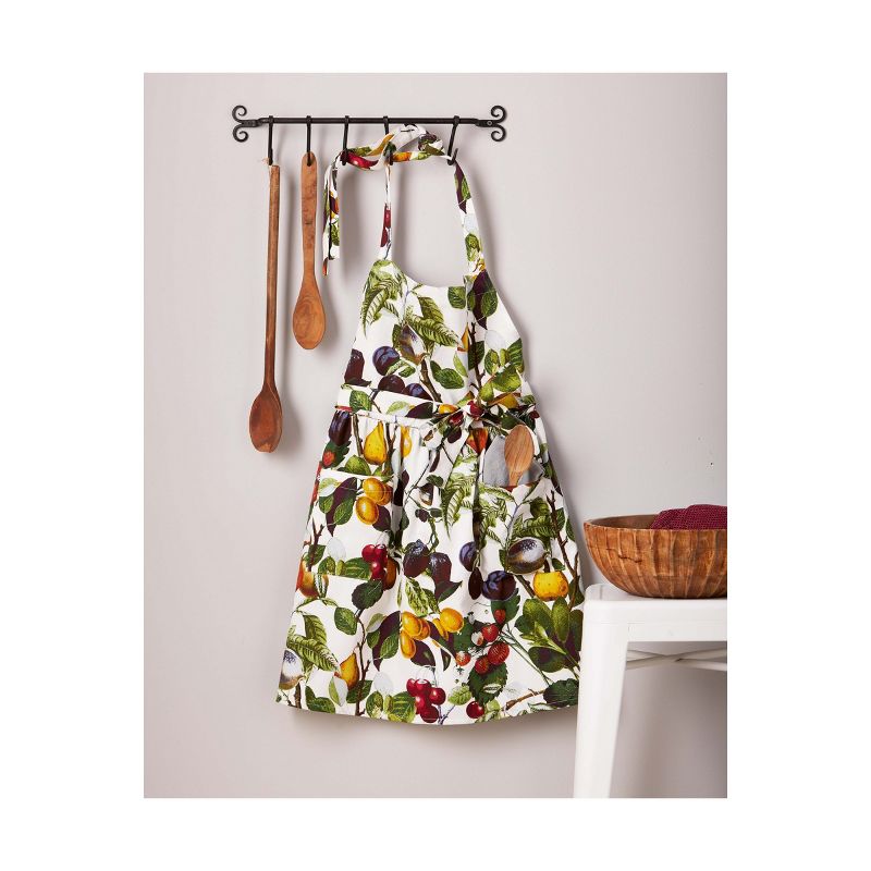 TAG Orchard Lemon and Apple Print Bib Cotton Apron, Neck and Waist Tie, 2 Pockets, One Size Fits Most, Machine Wash, 3 of 4