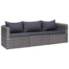 vidaXL Garden Sofa Set Set of 3 Grey Poly Rattan 3 piece set - 2 of 4