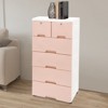 YIYIBYUS 5-Tire Modern Freestanding Plastic Cabinet with 6-Drawers and 4-Wheels, Pink - 3 of 4