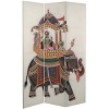Oriental Furniture 6" Double Sided Raja's Elephant Canvas Room Divider: Adjustable 3-Panel Privacy Screen - 2 of 4