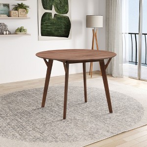 VYNXARIA 42.01" Saving Place Table,Wooden Dining Table for 4 Persons,Modern Design Round Kitchen Table for Living Room,Apartment,Restaurant,Walnut - 1 of 4