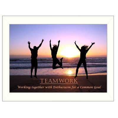 HomeRoots Teamwork White Framed Print Wall Art