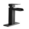 DOMETOUR Waterfall Bathroom Faucet Black Single Handle Sink Faucet with Deck Plate & Pop Up Drain Matte Black - 2 of 4