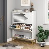 Hommoo Freestanding Shoe Storage Cabinet with 2 Flip Drawers White - 3 of 4