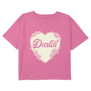 Girl's Lost Gods Darling Floral Heart Cropped T-Shirt - 1 of 3