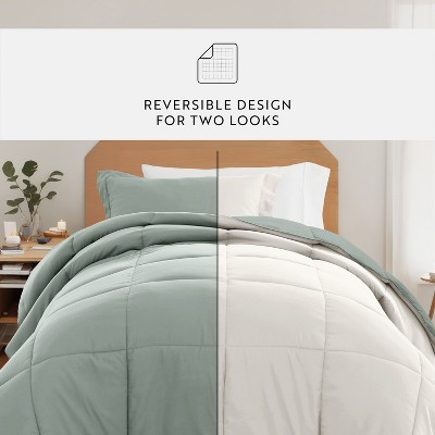 Becky Cameron 8PC Bedding Bundle, Reversible Comforter, Solid Sheet Set, Pillows & Laundry Bag - Becky Cameron, Stone / Light Gray, Twin Extra Long — фото 4
