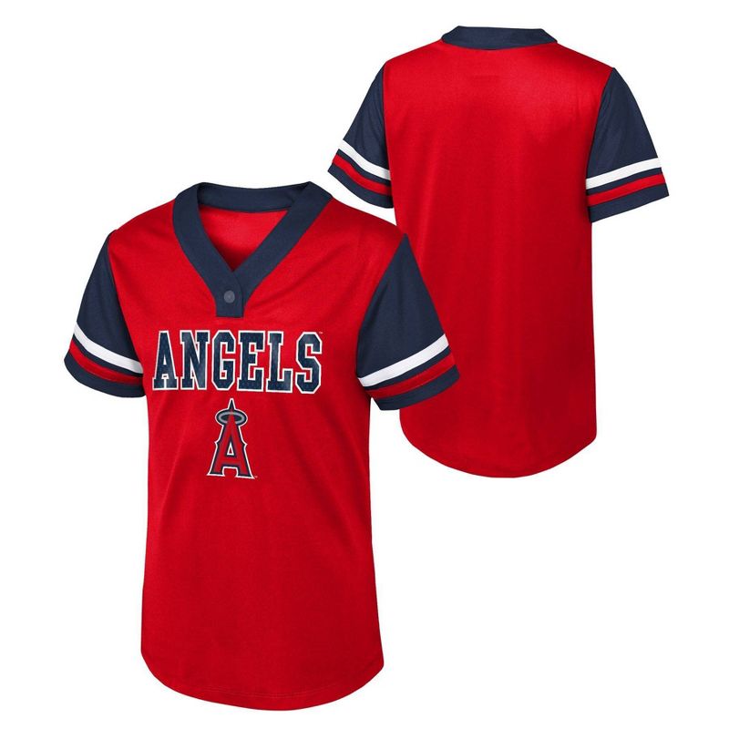 MLB Los Angeles Angels Girls&#39; Henley Team Jersey, 1 of 4