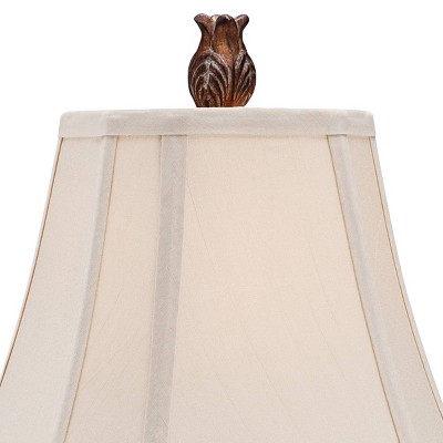 Thornewood Crackled Brown Candlestick Console Table Lamp with Beige Shade