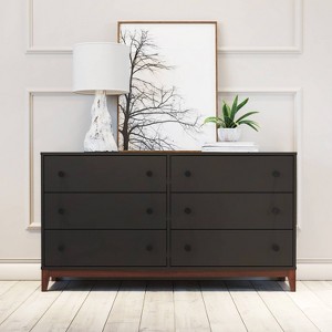 Prepac Nordik 6 Drawer Bedroom Dresser Black/Cherry - 1 of 4