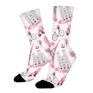Eiffel Tower In Paris Women Printed Crew Socks Funny Funky Socks Soft Polyester Novelty Gifts for Artists Men - 1 of 1