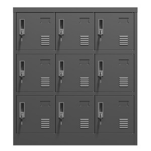 VYNXARIA 9-Door Employee Storage Locker - Metal Lockers for Office, Gym, School & Home with Card Slot, Black - 1 of 4
