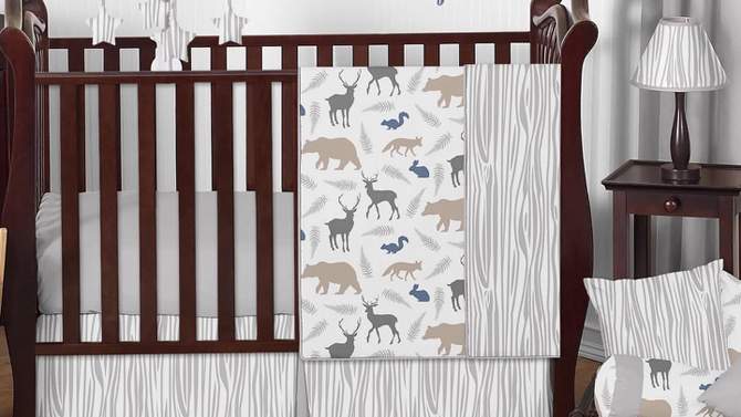 Sweet Jojo Designs Boy or Girl Gender Neutral Unisex Set of 2 Kids' Decorative Fabric Storage Bins Woodland Animals Taupe Blue and Grey, 2 of 5, play video