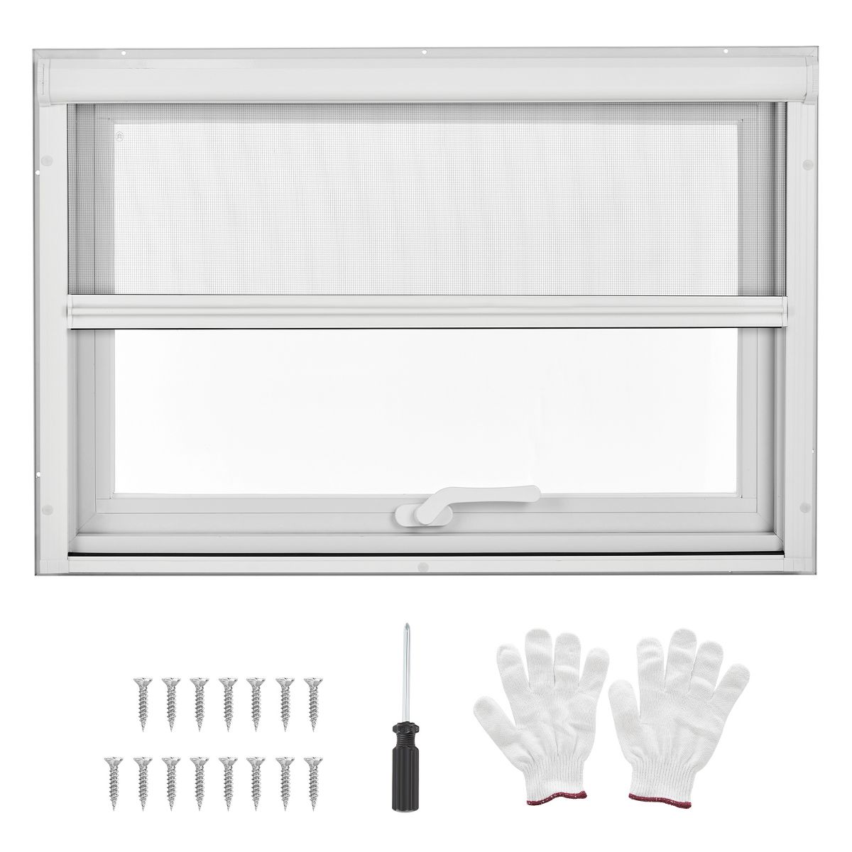 Casement Window 5mm Glass 4-Gear Adjustable Magnetic Screen | Aluminum Frame, Tempered Glass, 4 Adjustable Angles, Magnetic Screen, Child Safe Lock