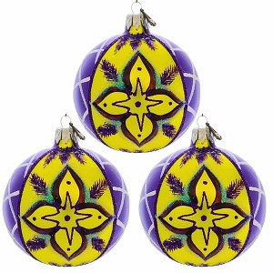 Santa Land 4.0 Inch Gold Fleur-De-Orleans Christmas Tree Ornament Set , Ornament Ball Mardi Gras Krewe (3PC) - 1 of 4