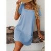 Coolmee Womens Solid Color Casual Summer Square Neck Short Sleeve Mini Dresses with Pockets - 3 of 4