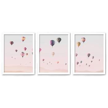 Americanflat Modern Landscape (Set Of 3) Triptych Wall Art Turkish Hot Air Balloons By Sisi And Seb - Set Of 3 Framed Prints