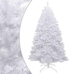 vidaXL Flocked Artificial Christmas Tree with Hinged Design, Lifelike PVC Tips, Sturdy Metal Stand - Reusable - 1 of 4