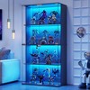 Fredees 66" Lockable Glass Display Cabinet with 3-Color LED Lights and Motion Sensor, 4-Tier Shelves, Ideal for Living Room or Game Room. - 4 of 4