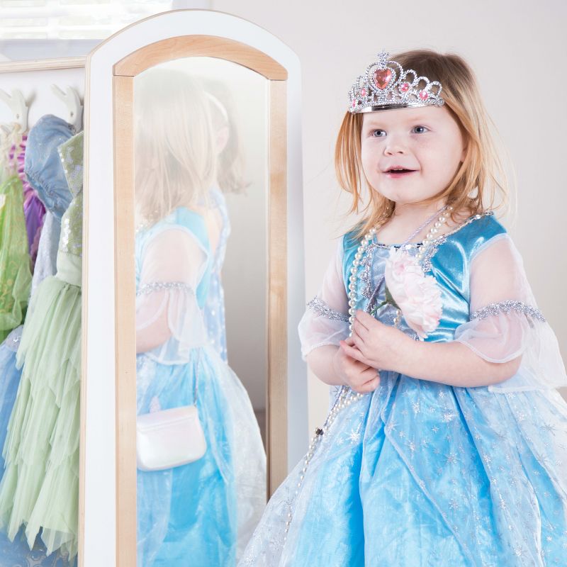 Guidecraft EdQ Dress Up Storage with Bins: Children's Wooden Costume Closet Organizer Wardrobe and Mirror for Kids' Room and Classroom, 5 of 8
