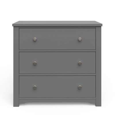 Cool Gray Pine Wood 3-Drawer Dresser with Changing Table Topper