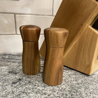 2pc Acacia Turned Salt Shaker and Pepper Grinder Set - Threshold™