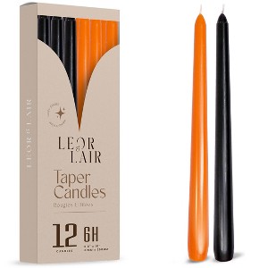 Leor & Lair Halloween Taper Candles - 10" Orange & Black Candlesticks - 6 Hour - Candles for Halloween Decoration - 1 of 4