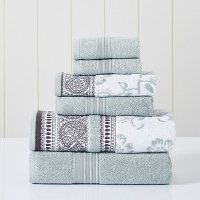 Modern Threads 6 Piece Reversible Yarn Dyed Jacquard Towel Set, Artesia  Damask. : Target