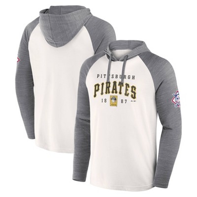 MLB Pittsburgh Pirates Men's White Long Sleeve Lightweight Bi-Blend Hooded Sweatshirt