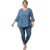 Agnes Orinda Women's Plus Size Babydoll Peplum High Low Hem V Neck 3/4 Sleeve Trendy Tops - 3 of 4