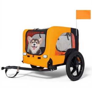 Racxily Outdoor Heavy Duty Collapsible Pet Bike Trailer with Wheels & Universal Hitch Foldable Dog/Cargo Carrier Cart for Bicycles - 1 of 4