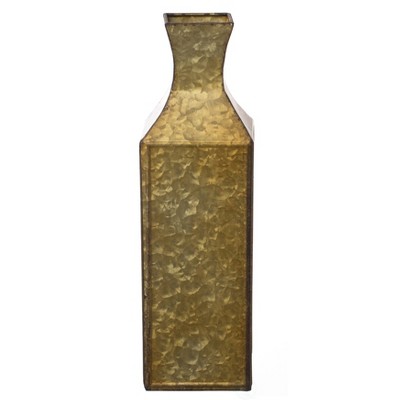 Antique Gold Textured Metal Bottle Shape Floor Vase, Small