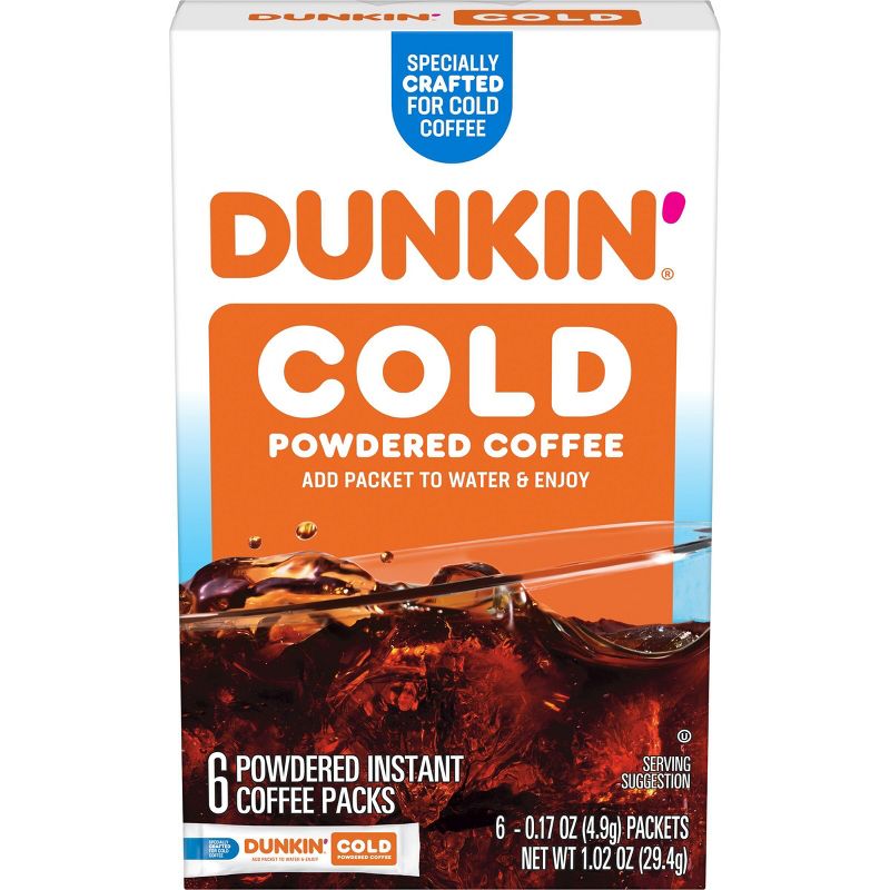 Dunkin&#39; Medium Roast Instant Cold Powder Black - 6ct, 1 of 6