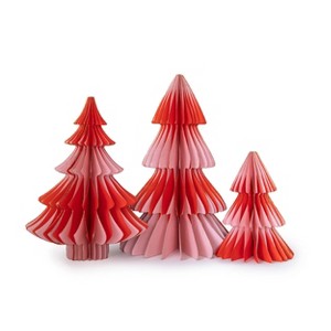 Jollity & Co. - Pink & Red Tree Honeycombs - Pack of 3 Paper Honeycombs - 1 of 4