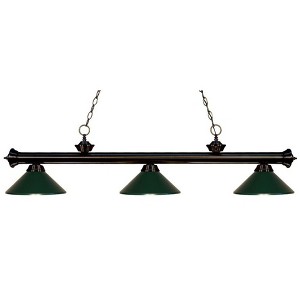 Riviera 3-Light Bronze Steel Fixture with Fluted Glass Shades - Dimmable, 14" x 15" x 57" - 1 of 1