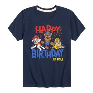 Boys' - Paw Patrol - Happy Birthday Rubble Chase Marshall Short Sleeve Graphic T-Shirt - 1 of 4