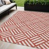 Red And Ivory Geometric Washable Indoor Outdoor Area Rug - 2 of 4