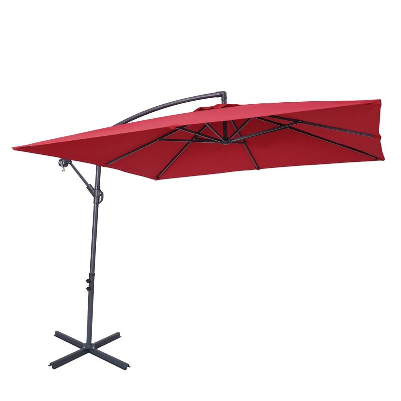 8.2' x 8.2' Square Patio Offset Deck Umbrellas with Cross Base - Wellfor, 1 of 14