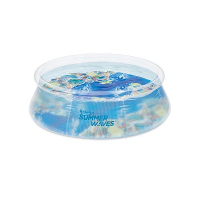 Summer Waves P10008305 8 Foot Wide Transparent Quick Set Inflatable Top Ring Kiddie Swimming Pool with Deep Sea Ocean Life Graphics and 3D Goggles