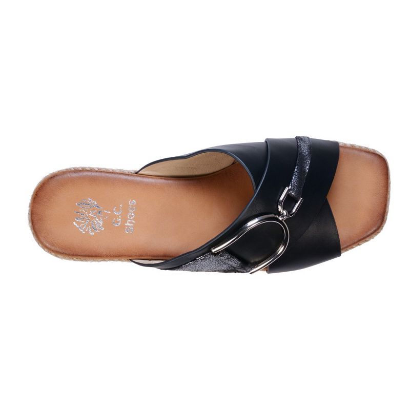 GC Shoes Lindsey Buckle Cross Strap Espadrille Slide Platform Sandals, 4 of 6
