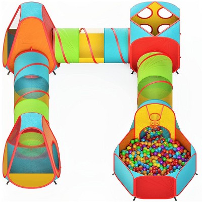 Playz 7pc Titan Ball Pit, Play Tent & Crawl Tunnel Bundle for Kids, Baby & Toddler with Storage Bag