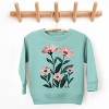 The Juniper Shop Pink Daisies Watercolor Toddler Sweatshirt - 4T - Seafoam - 2 of 4