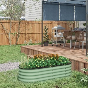 Okak High Galvanized Raised Garden Bed Kit, Elevated Outdoor Planter Box with Safety Edging, Easy DIY for Flowers, Herbs, Vegetables - 1 of 4