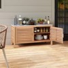Tangkula 2-Door Patio Storage Cabinet w/ Faux Marble Top Wooden Sideboard for Deck - 4 of 4