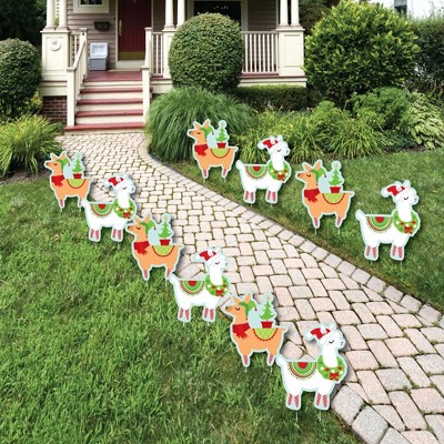 Big Dot of Happiness Fa La Llama - Lawn Decorations - Outdoor Christmas and Holiday Party Yard Decorations - 10 Piece