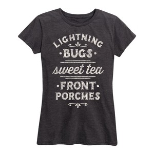 Women's - Country Casuals - Lightning Bugs Sweet Tea Front Porches Short Sleeve Graphic T-Shirt - 1 of 4