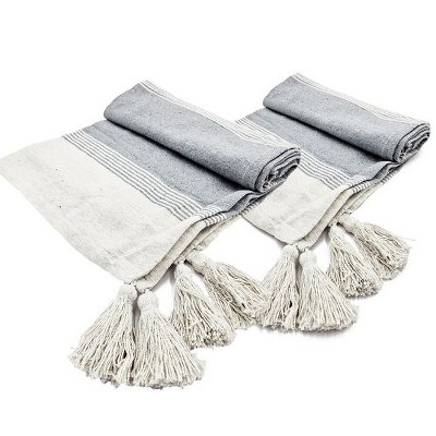 Sapphtopaz 50x60" Decorative Cotton Throw Blanket with Tassels, 2-Pack Decorative Recycled Cotton Accent Blanket, Lightweight Blanket for Bed, Couch